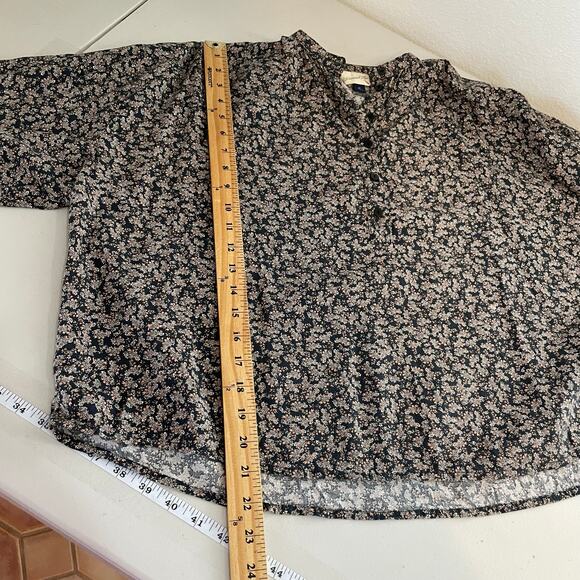 Universal Thread Black Brown Bohemian Quarter Button Down Blouse Women's XS - Picture 10 of 11